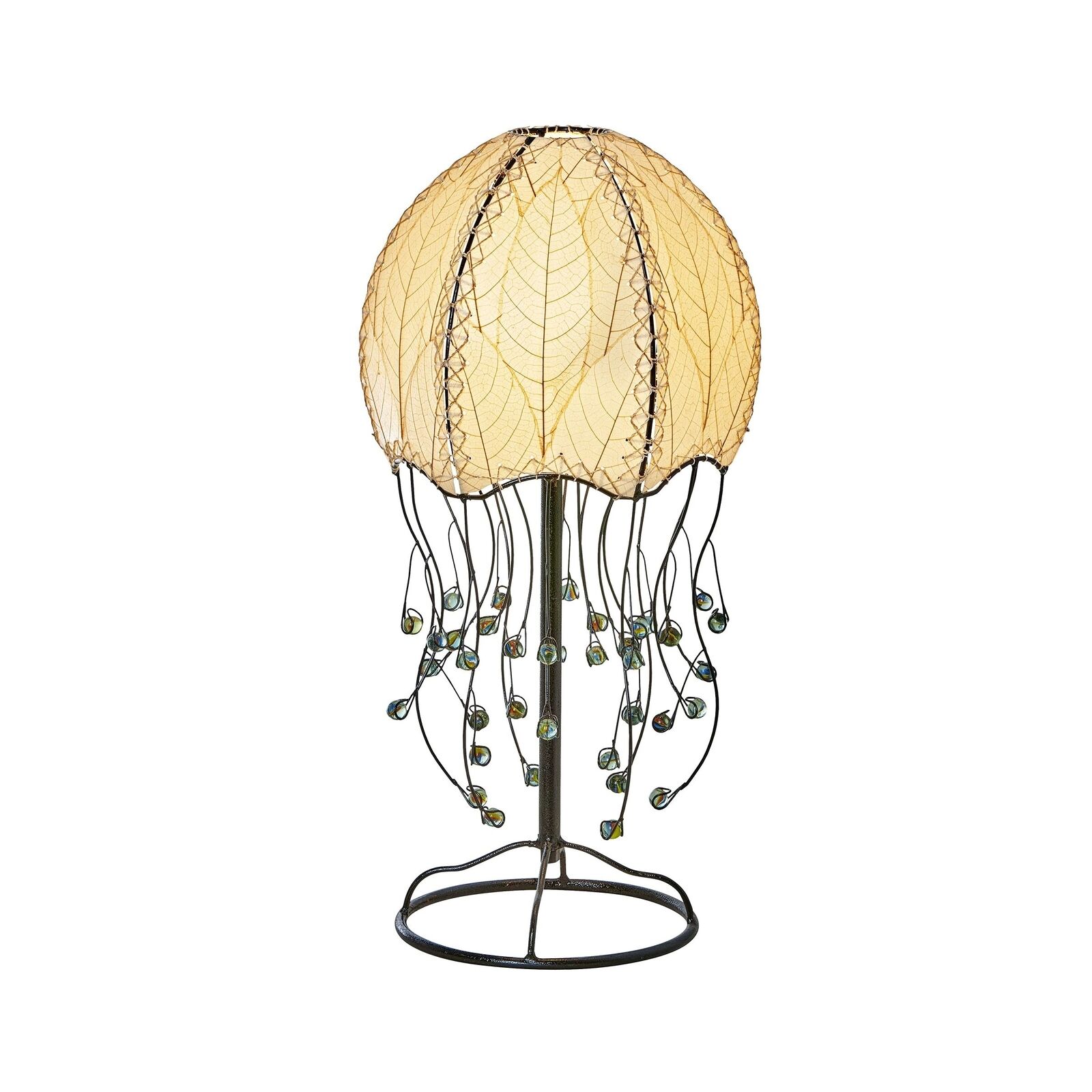 Eangee Home Design Jellyfish Table Lamp Natural Shade Made of Real Cocoa Leav...