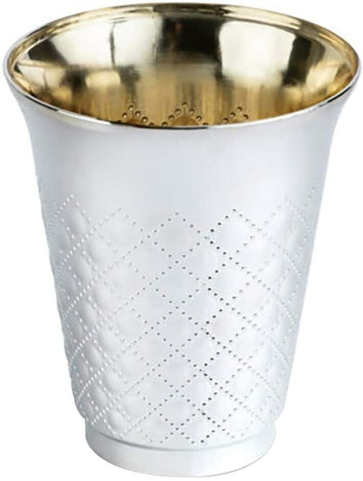 10 Pcs Kiddush Diamond Wine Disposable Plastic Cups Silver 5oz For any Party