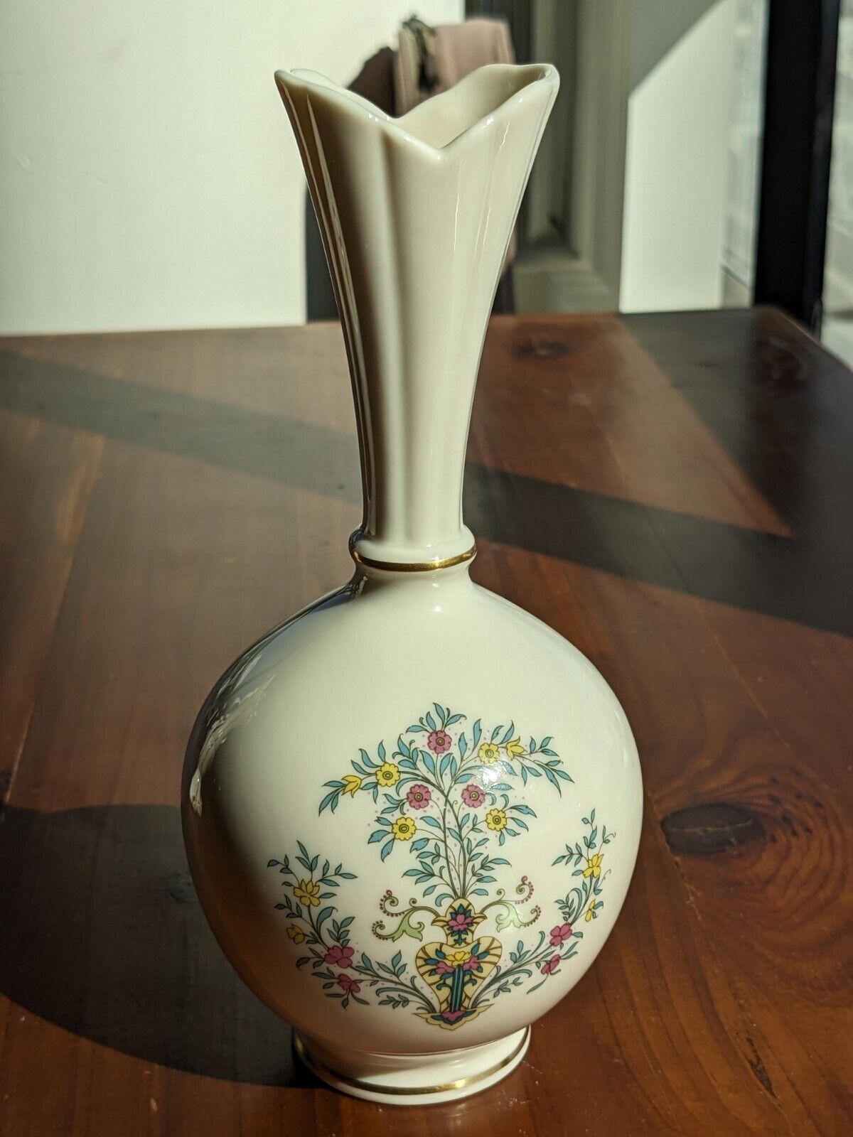 Lenox 1960s Rare Vase 24K Gold Stamp Bulbous Bud Bulb Hand Painted Flower G049 