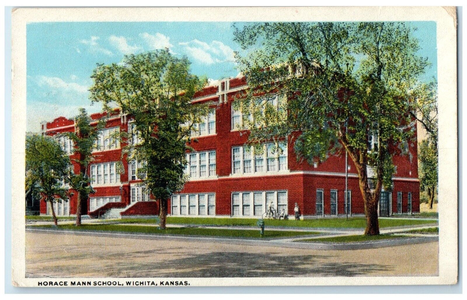 1911 Horace Mann School Exterior View Building Wichita Kansas Vintage Postcard