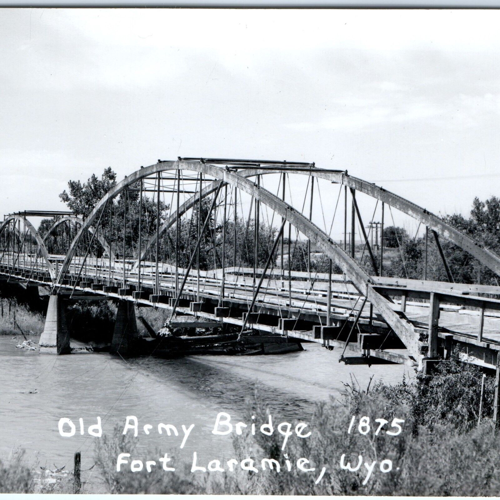 c1940s Fort Laramie, Wyo RPPC 1875 Old Army Bridge Real Photo Postcard WY A93