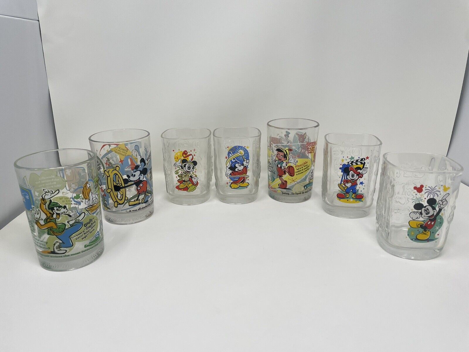 Walt Disney World Mickey Mouse Glass Cups McDonald's 2000 & 100 YEARS ANNIV LOT