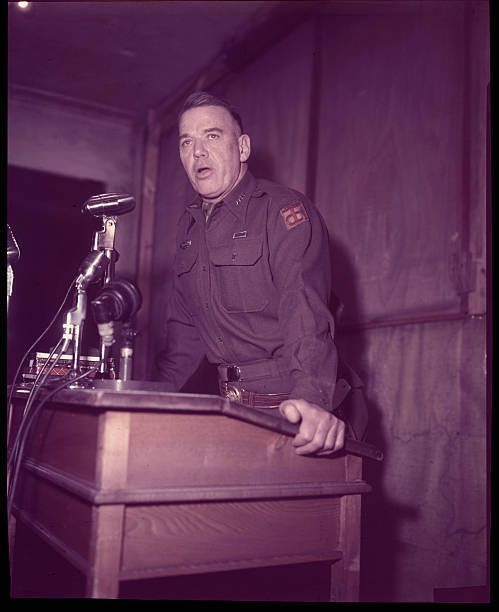 James Van Fleet Giving a Speech - Seoul, South Korea Army Gene - 1953 Old Photo