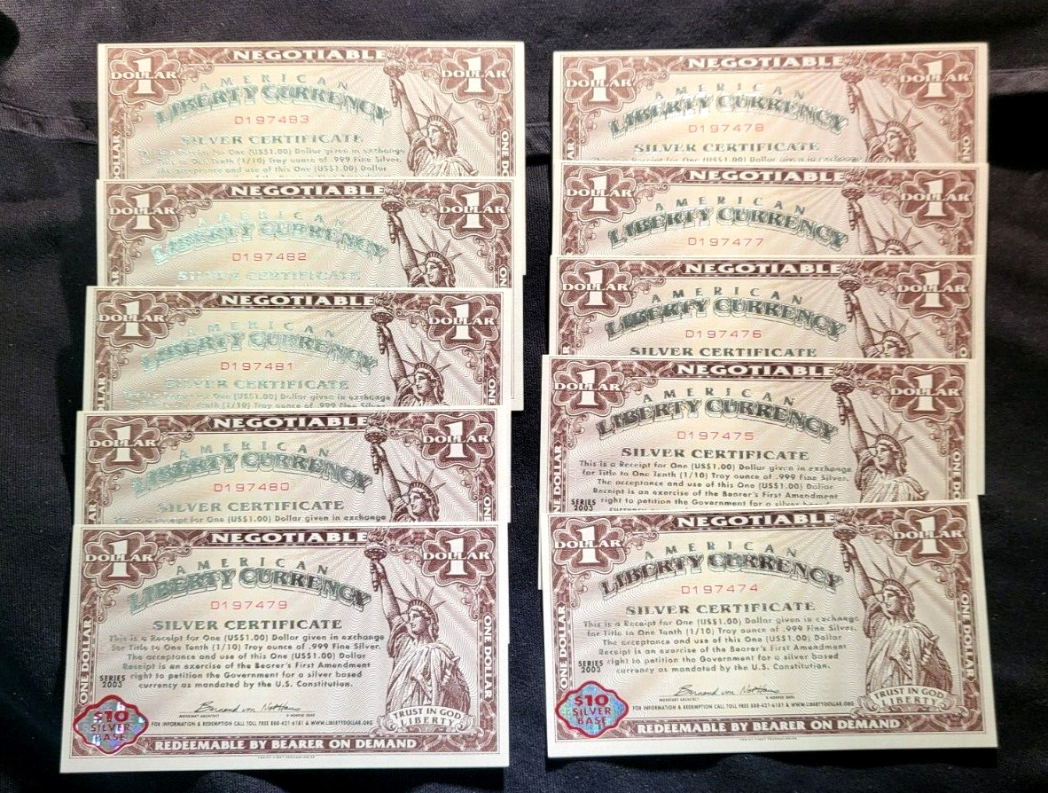 (1) ONE NORFED - 2003  American Liberty Currency $1 Silver Certificate.