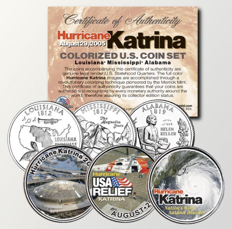 HURRICANE KATRINA STATE QUARTER U.S. MINT 3-COIN SET **$9.95**