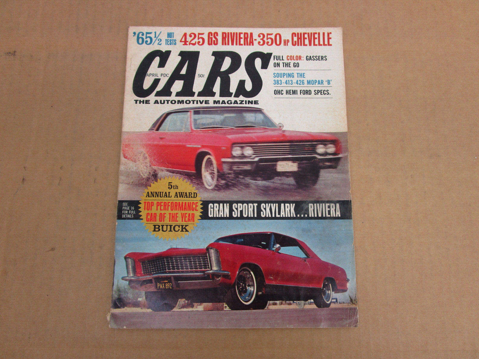 HI-PERFORMANCE CARS magazine April 1965 drag race muscle Riviera Chevelle Buick
