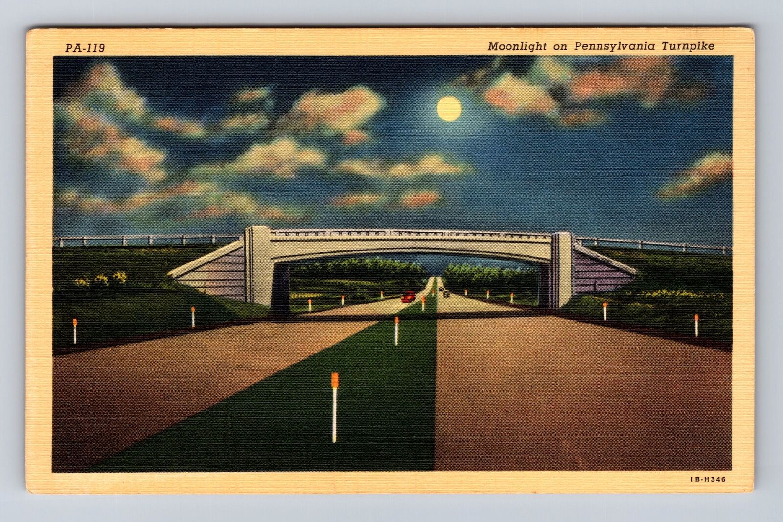 Turnpike PA-Pennsylvania, Moonlight View, Antique, Vintage Souvenir Postcard