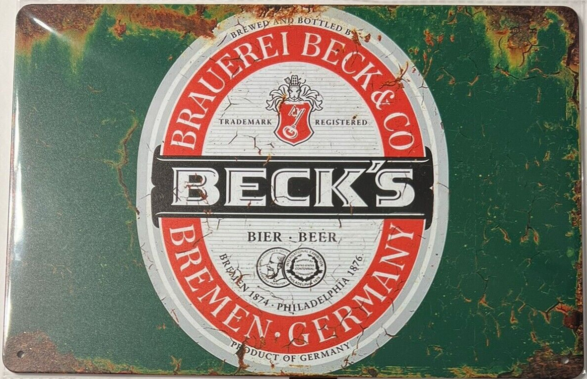 Beck's Beer Vintage Novelty Metal Sign 12