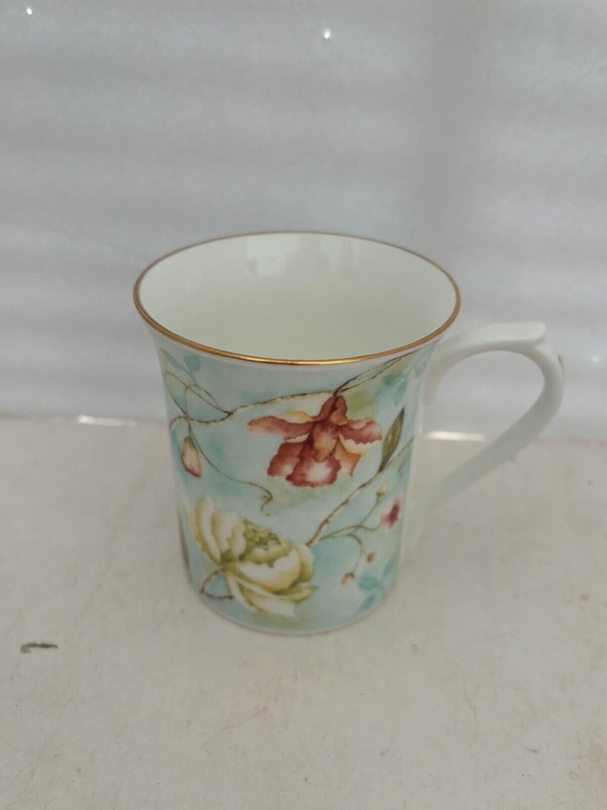 Queen\'s Fine Bone China tea cup mug teacup Flower blue pink Floral England