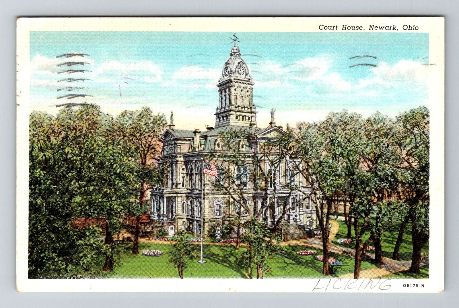 Newark OH-Ohio, Court House, c1940 Vintage Postcard