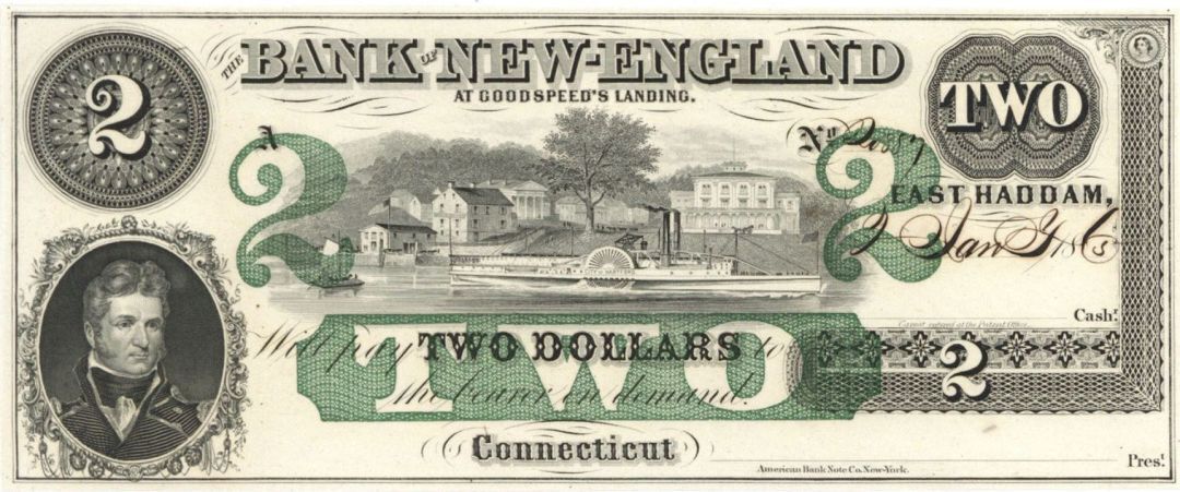 Bank of New England $2 - Obsolete Notes - Paper Money - US - Obsolete