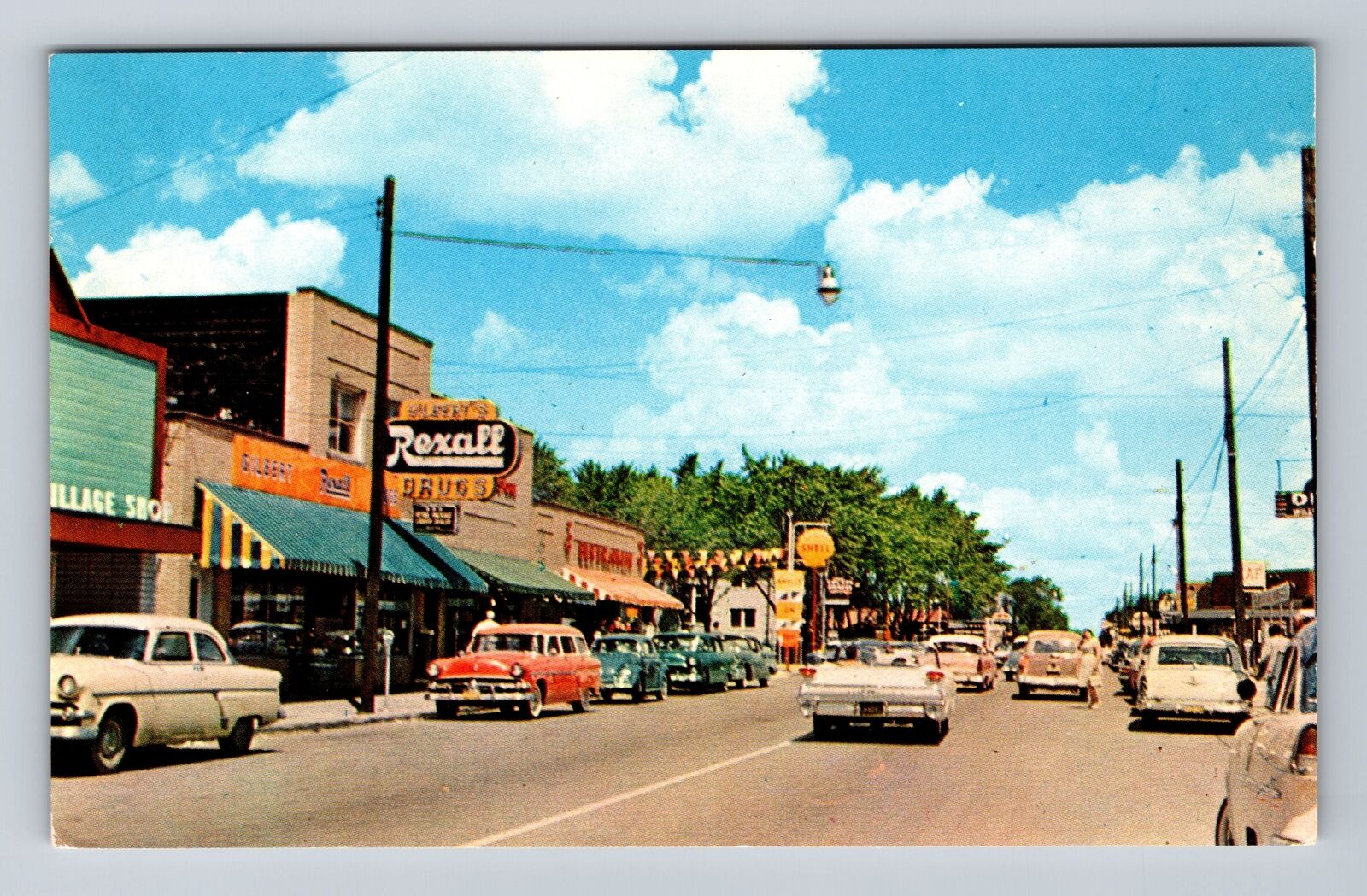 Oscoda MI-Michigan, Wurtsmith Air Force Base, Drugstore, Shell, Vintage Postcard