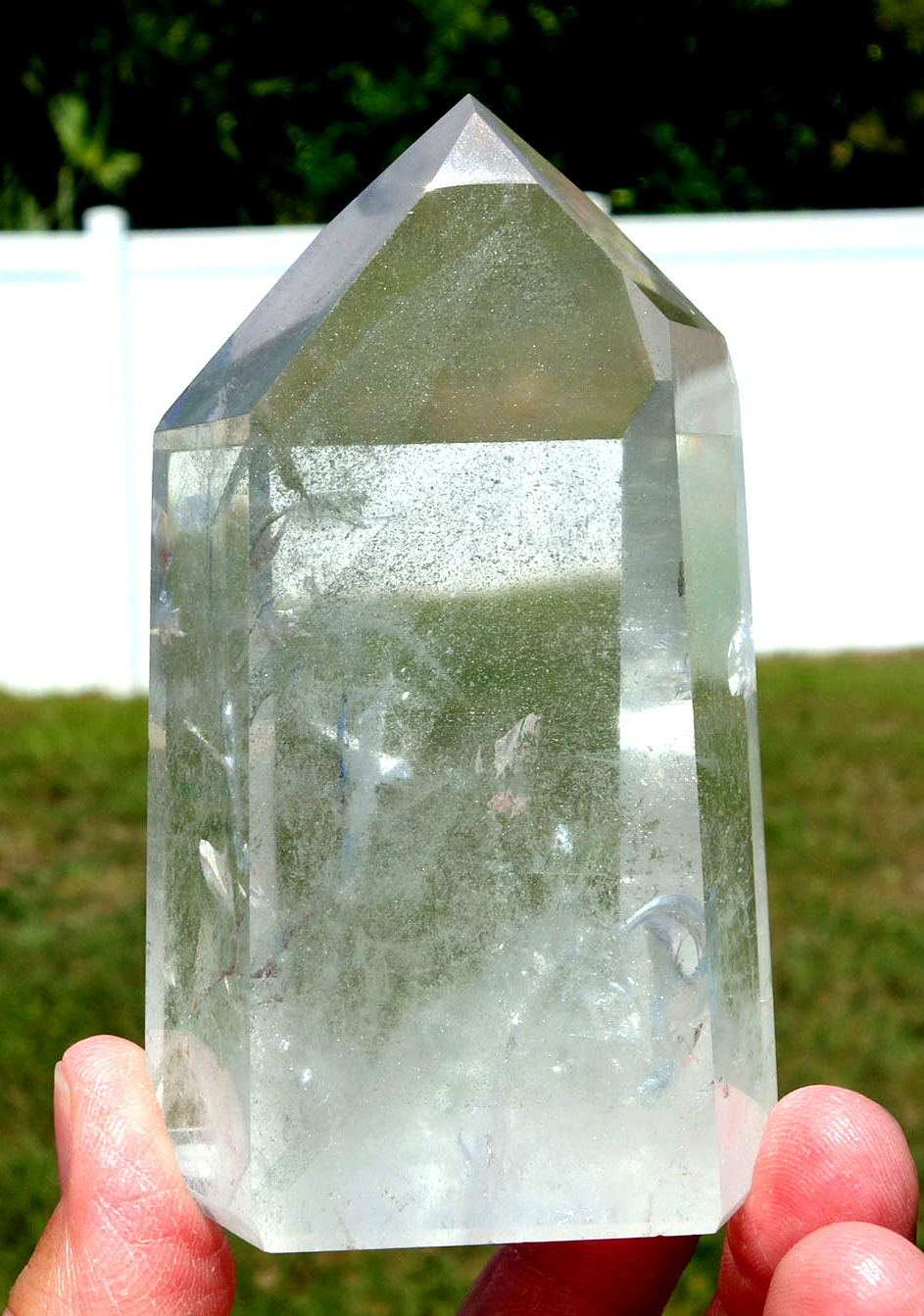 Wild Arcing GREEN CHLORITE Inclusions in Clear Quartz Crystal Point For Sale