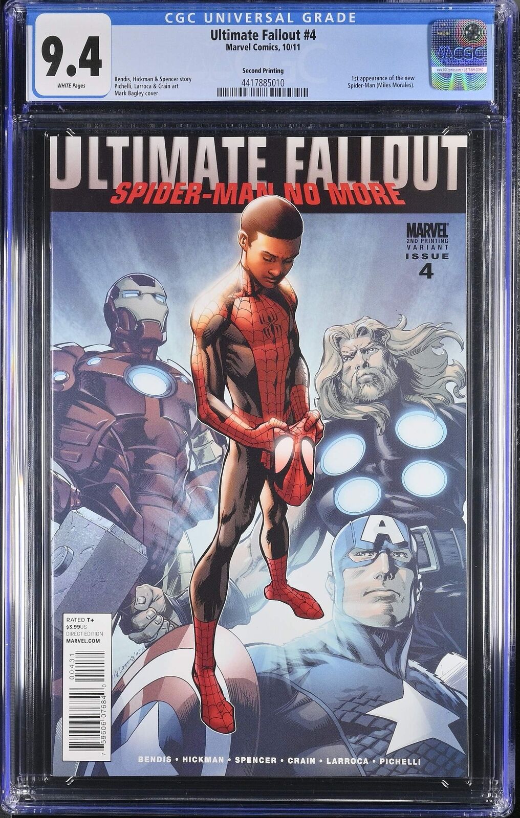 Ultimate Fallout #4 Marvel 2nd Print 9.4 NM CGC Graded Key 1st App Miles Morales