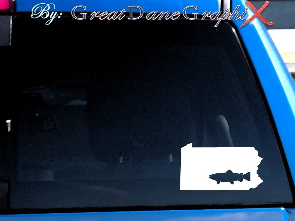 Pennsylvania Brown Trout Fishing State Vinyl Decal Sticker /Color - HIGH QUALITY