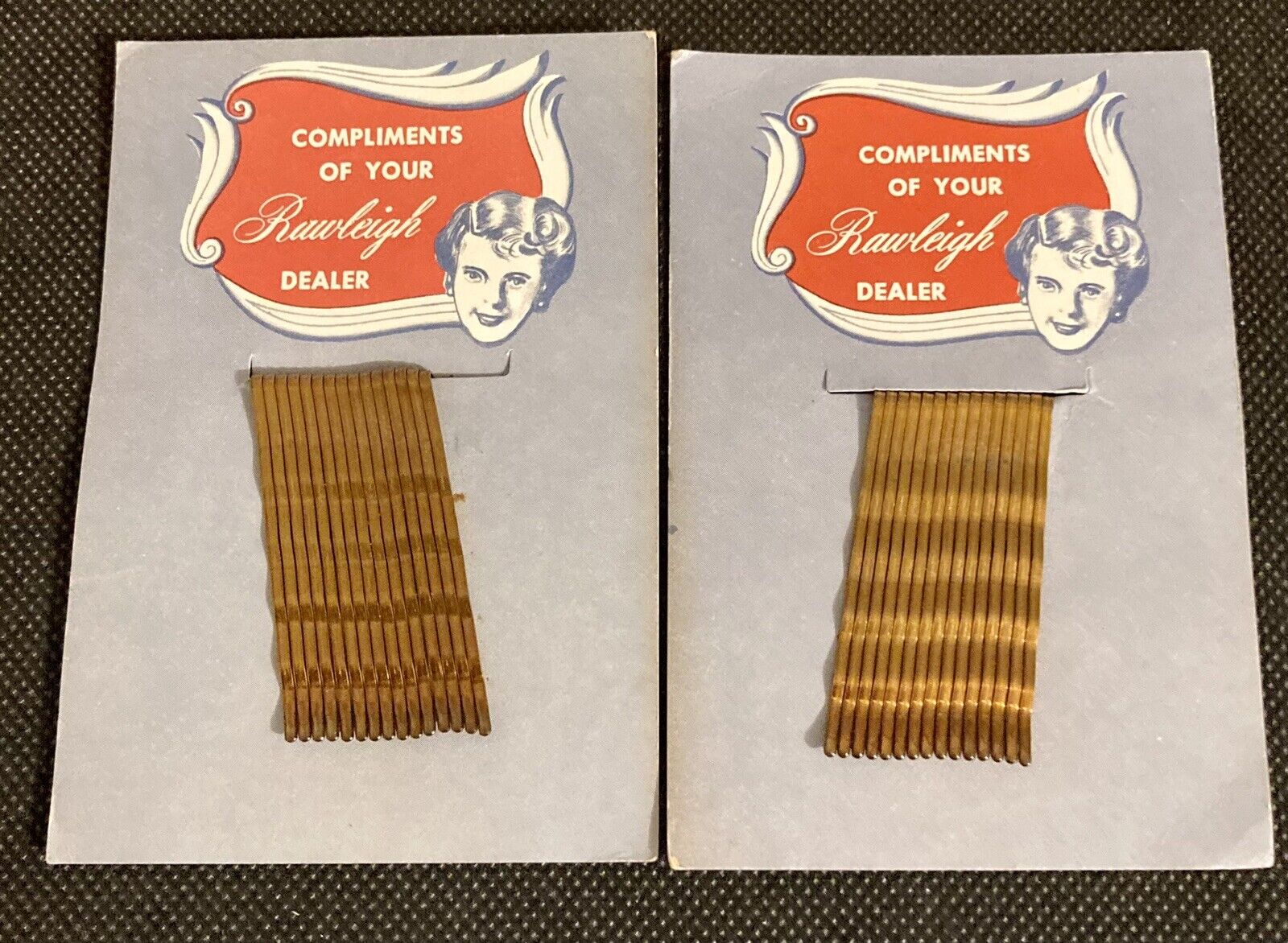 Vintage 1950's Compliments of Your Rawleigh Dealer Bobby Pins Lot of 2 Packs NOS