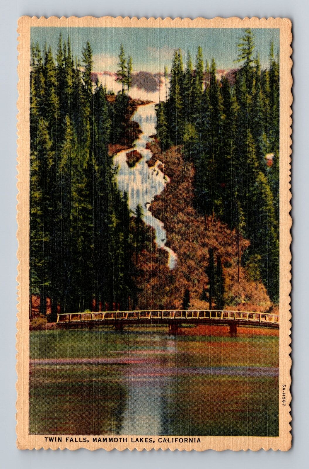 Mammoth Lakes CA- California, Twin Falls, Antique, Vintage c1934 Postcard