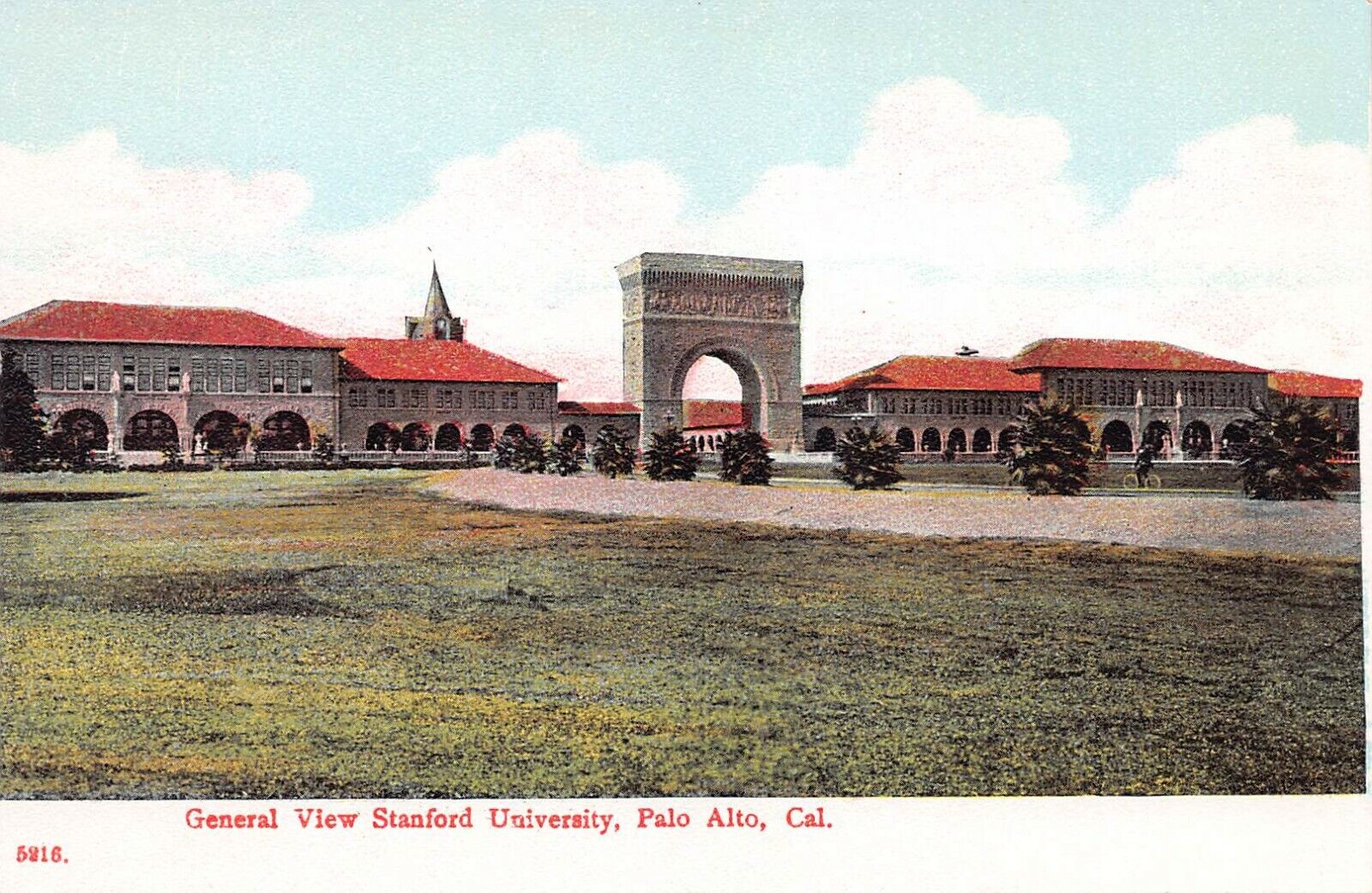 General View of Stanford University, Palo Alto, California, early postcard