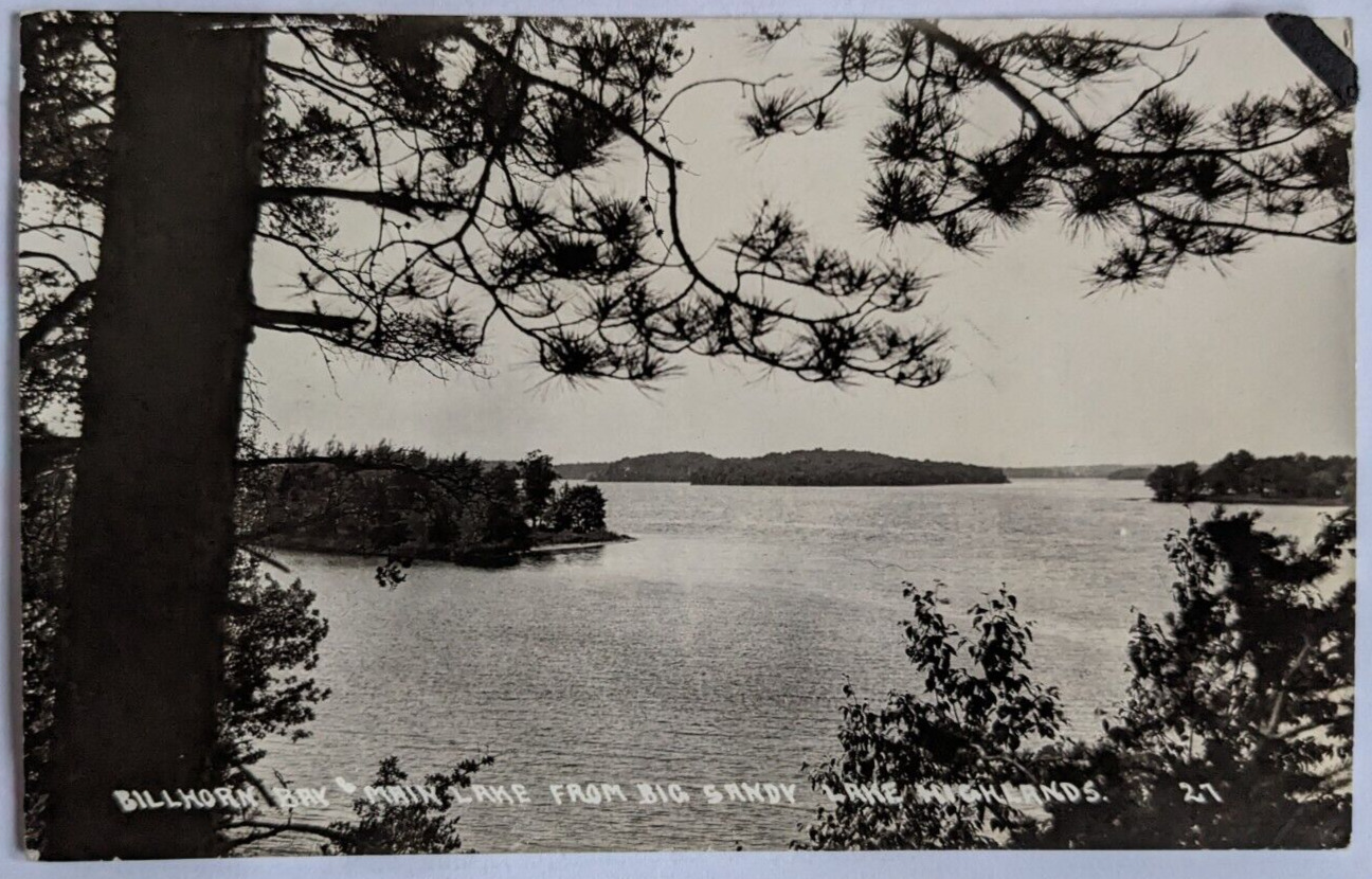 Billhorn Bay, Main Lake from Big Sandy Lake Highlands, Minnesota RPPC Postcard