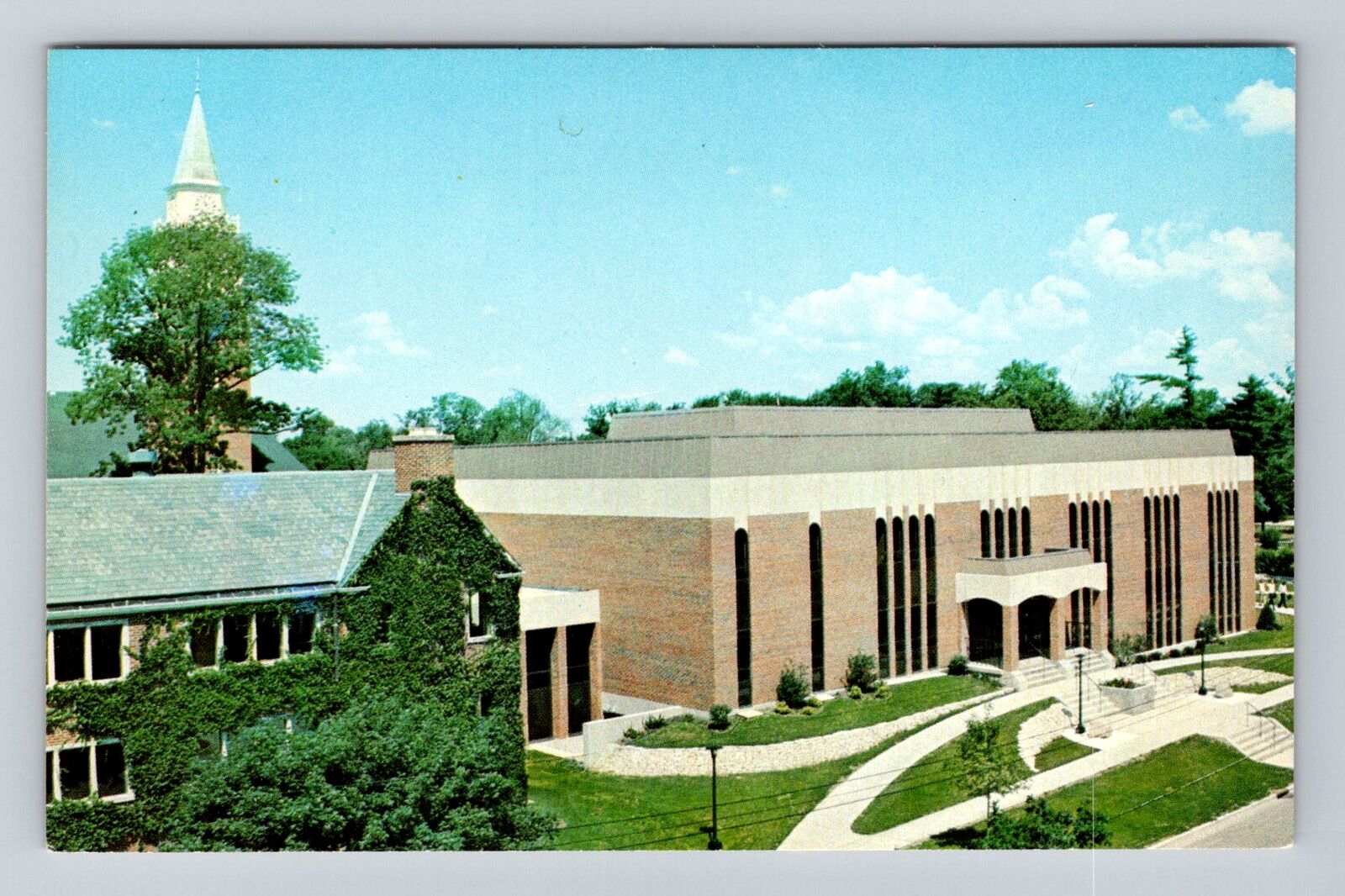 Wheaton IL-Illinois, Wheaton College, Library, Antique Vintage Souvenir Postcard