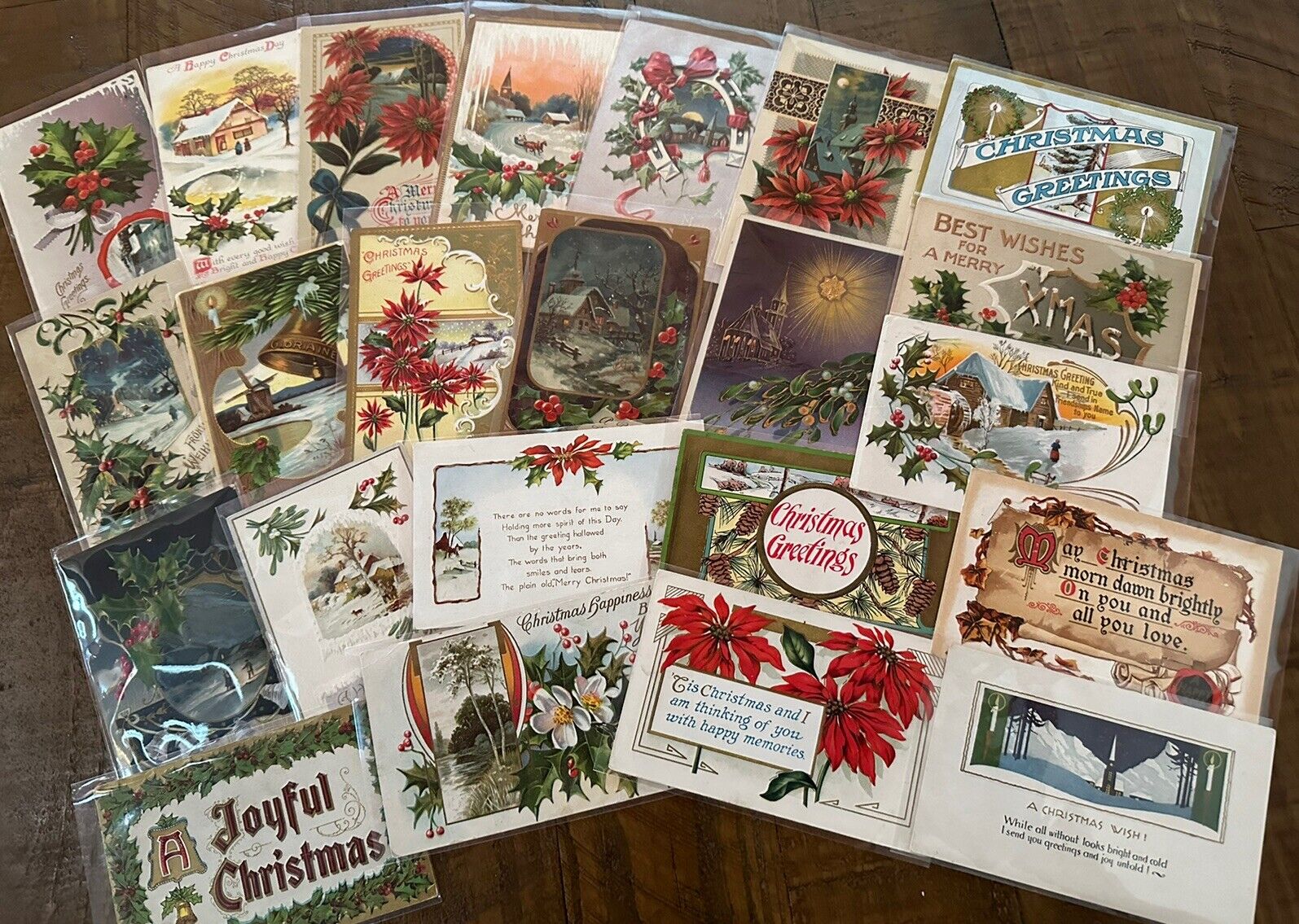 Lot of 22 ~Vintage Antique ~Christmas Postcards~Early 1900's~ in Sleeves~k363