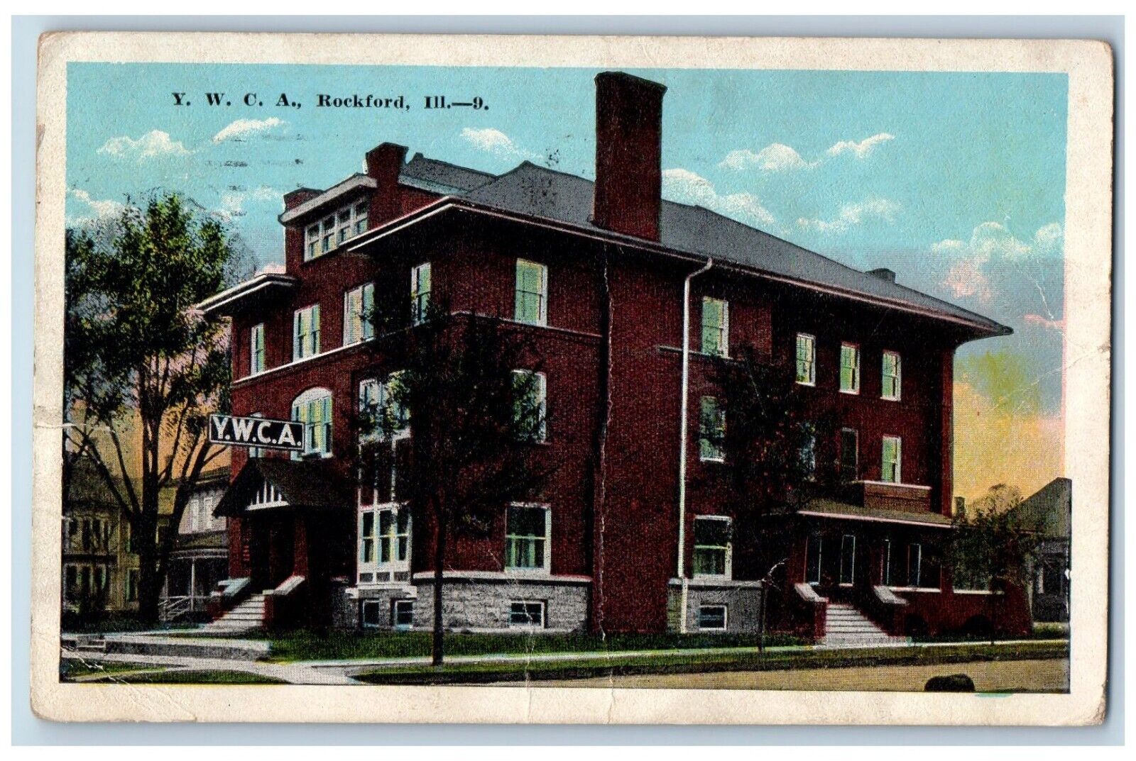 Rockford Illinois IL Postcard YWCA Building Scene Street 1922 Posted Vintage