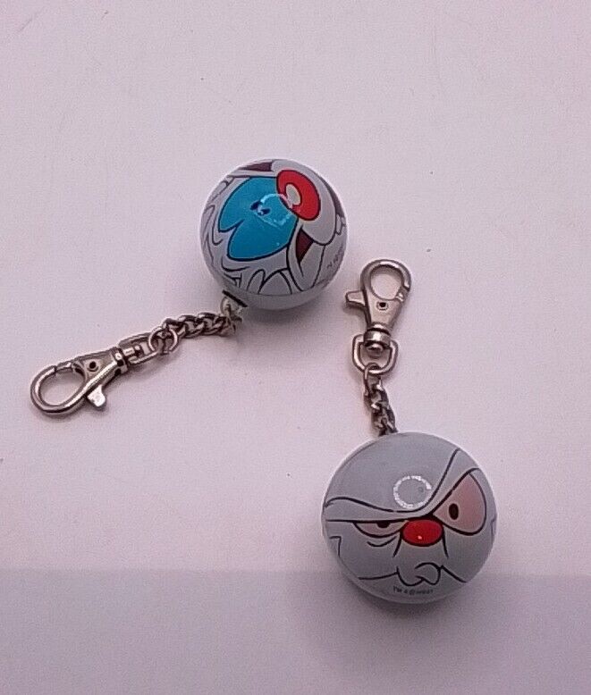 2 Rare VTG Pinky And The Brain Balls In Liquid Wobble Keychains