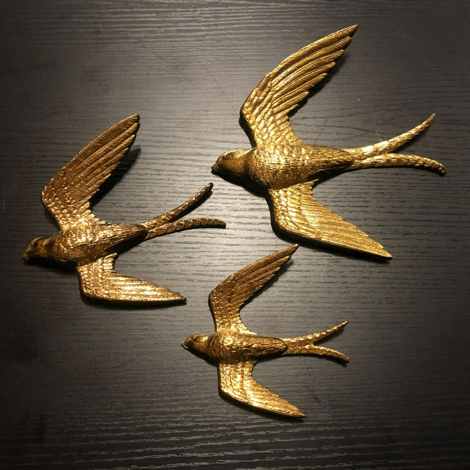 Vintage Syroco Gold Bird Wall Sculptures USA Set of 3 Home Interior