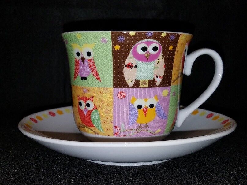 Owl Mug Set - Breakfast Cup And Saucer - Creative Tops - Shelf