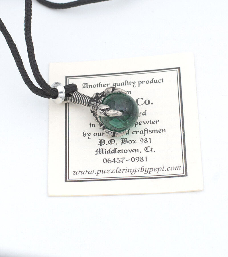 DRAGON CLAW ~ GREEN POWER Sphere Orb Pendant Necklace For prosperity & success