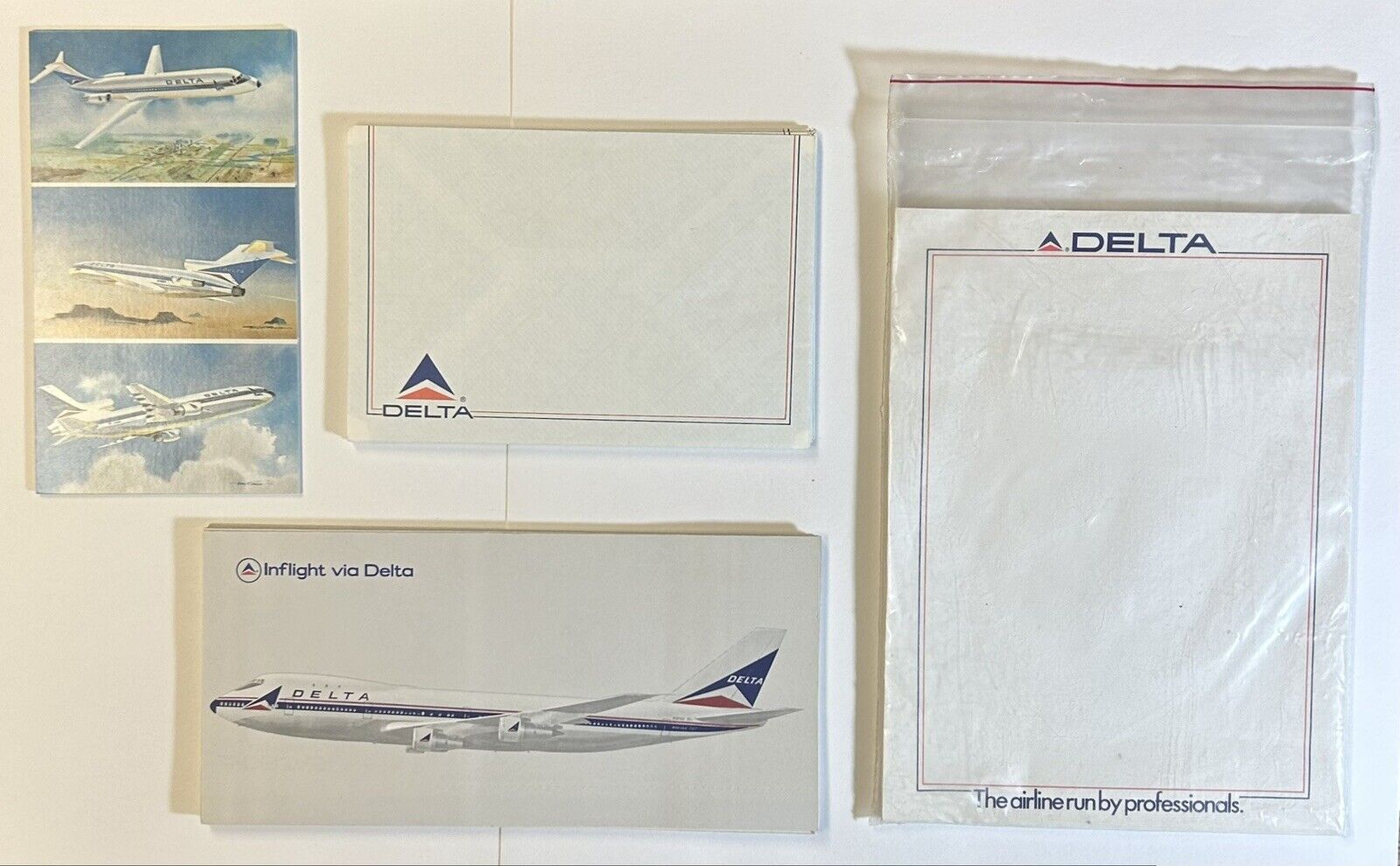 Delta Air Lines Vintage Stationary, Envelope, Postcard Set in Bag
