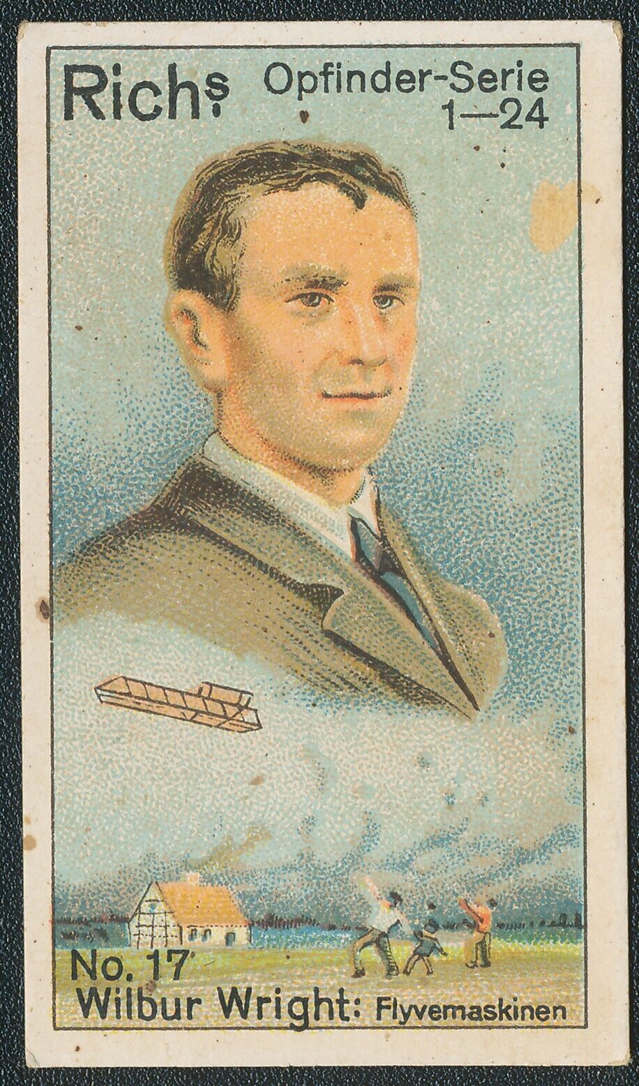 1927 RICH\'S COFFEE WILBUR WRIGHT INVENTOR AVIATION DUTCH OPFINDER CARD #17
