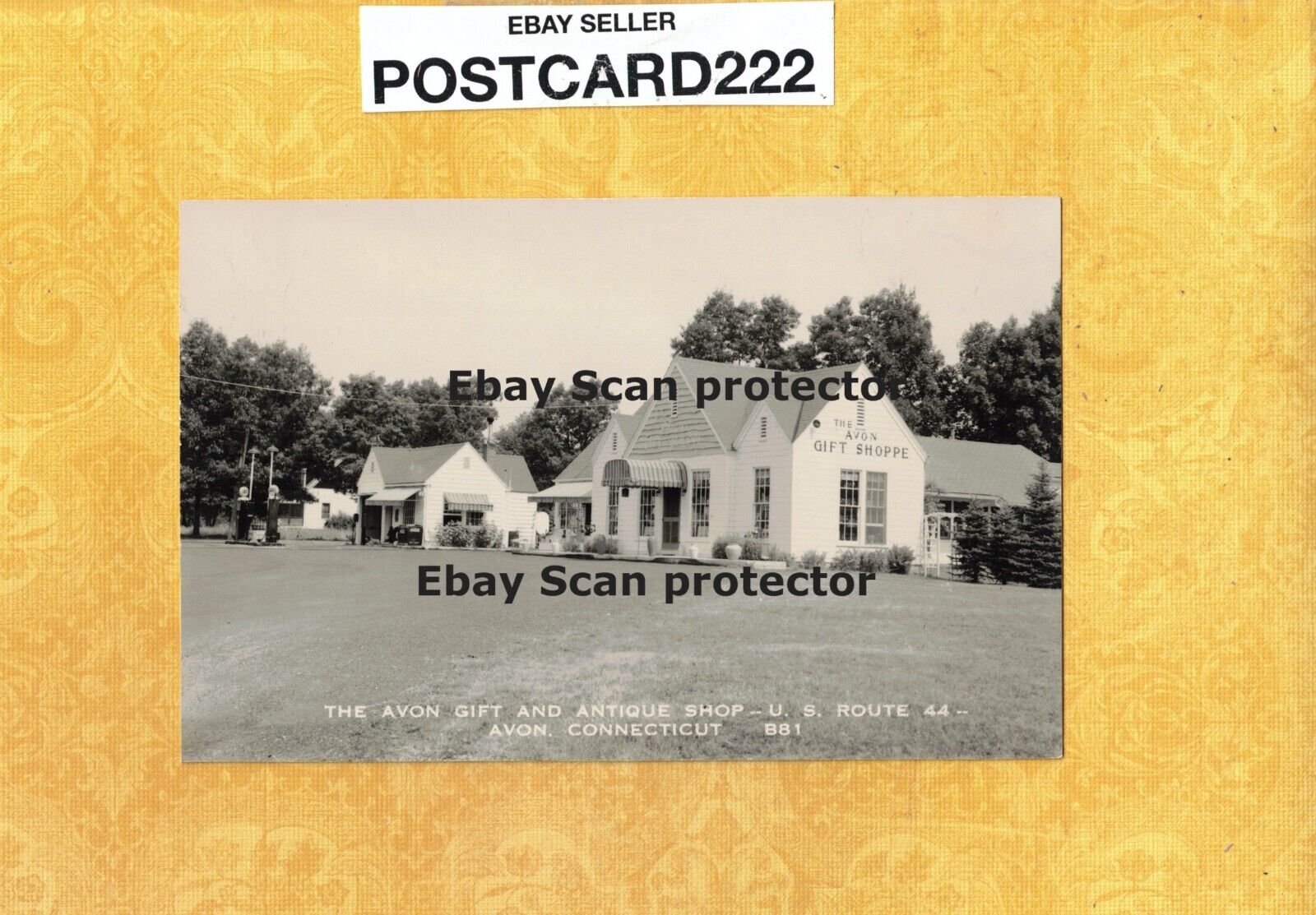 CT Avon 1940s era vintage RPPC postcard GIFT SHOP & GAS STATION 