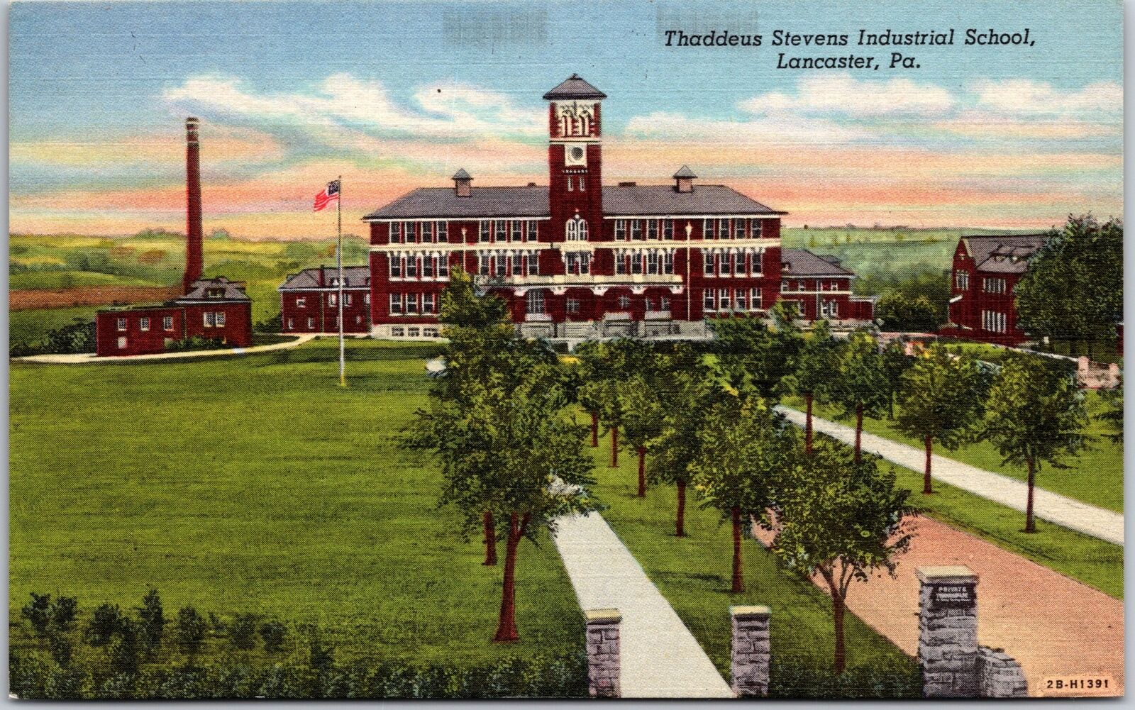 Lancaster PA-Pennsylvania, Thaddeus Stevens Industrial School, Vintage Postcard