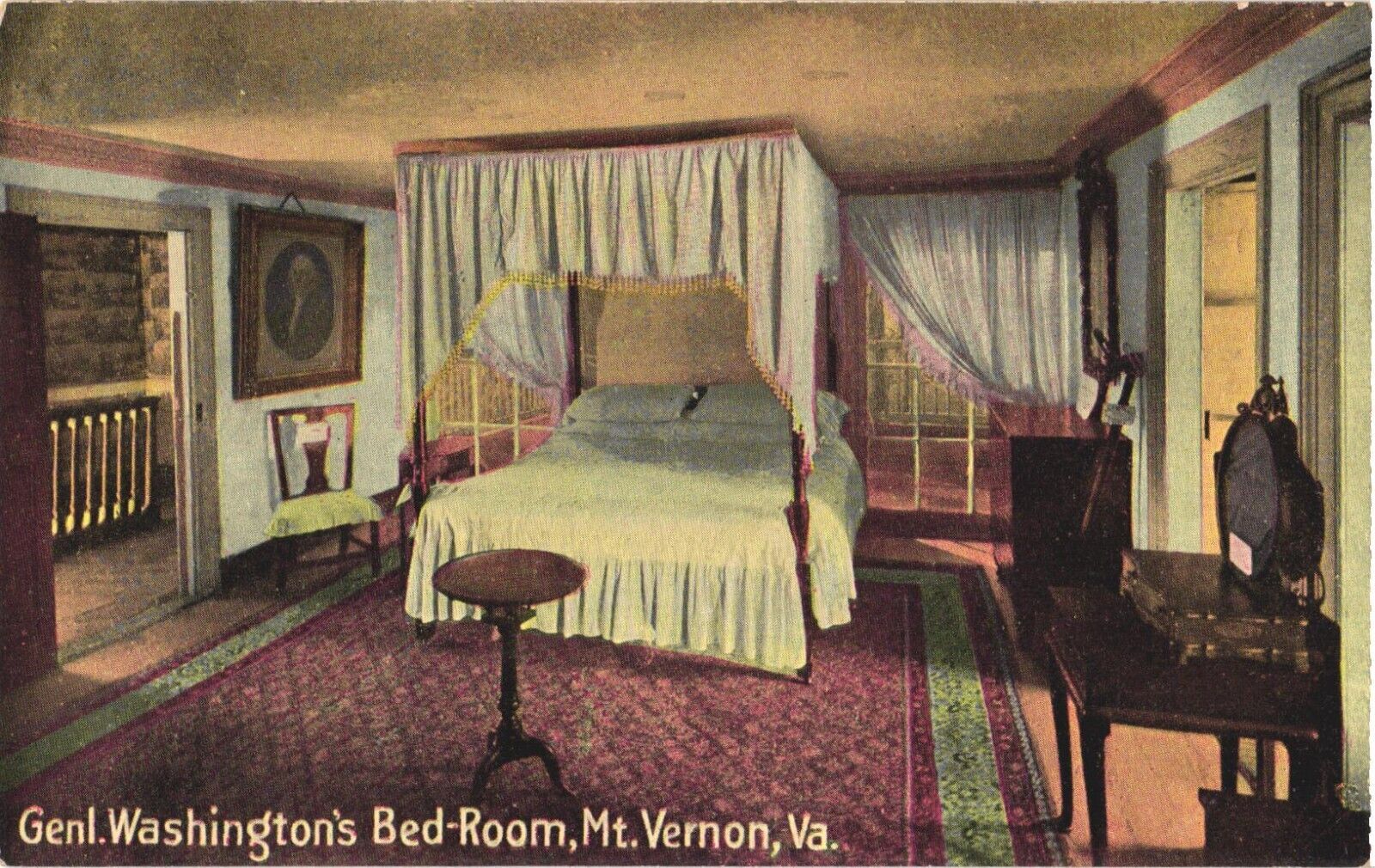 View Inside General Washington's Bed-Room, Mt. Vernon, Virginia Postcard