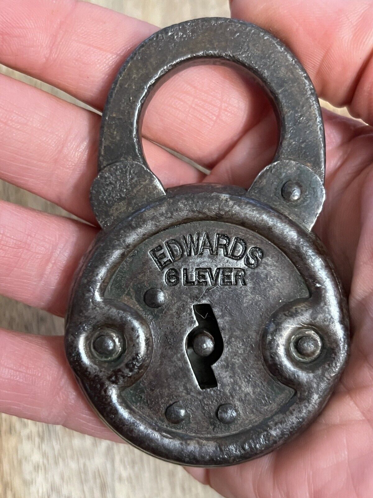 Vintage Old Antique Edwards 6 Lever Padlock Lock No Key Pat. 1915