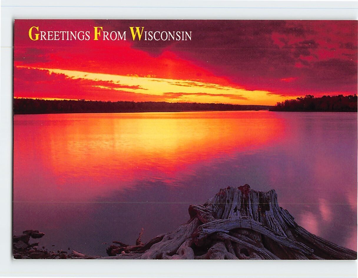 Postcard Sunset Greetings from Wisconsin USA