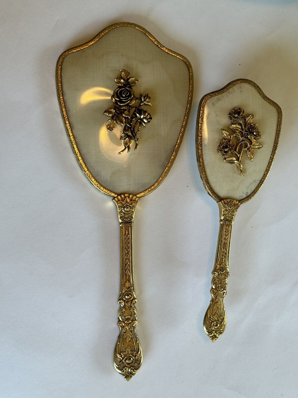 Vintage Gold Mirror Hair Brush Set Matson Stylebuilt Gold Rose vanity