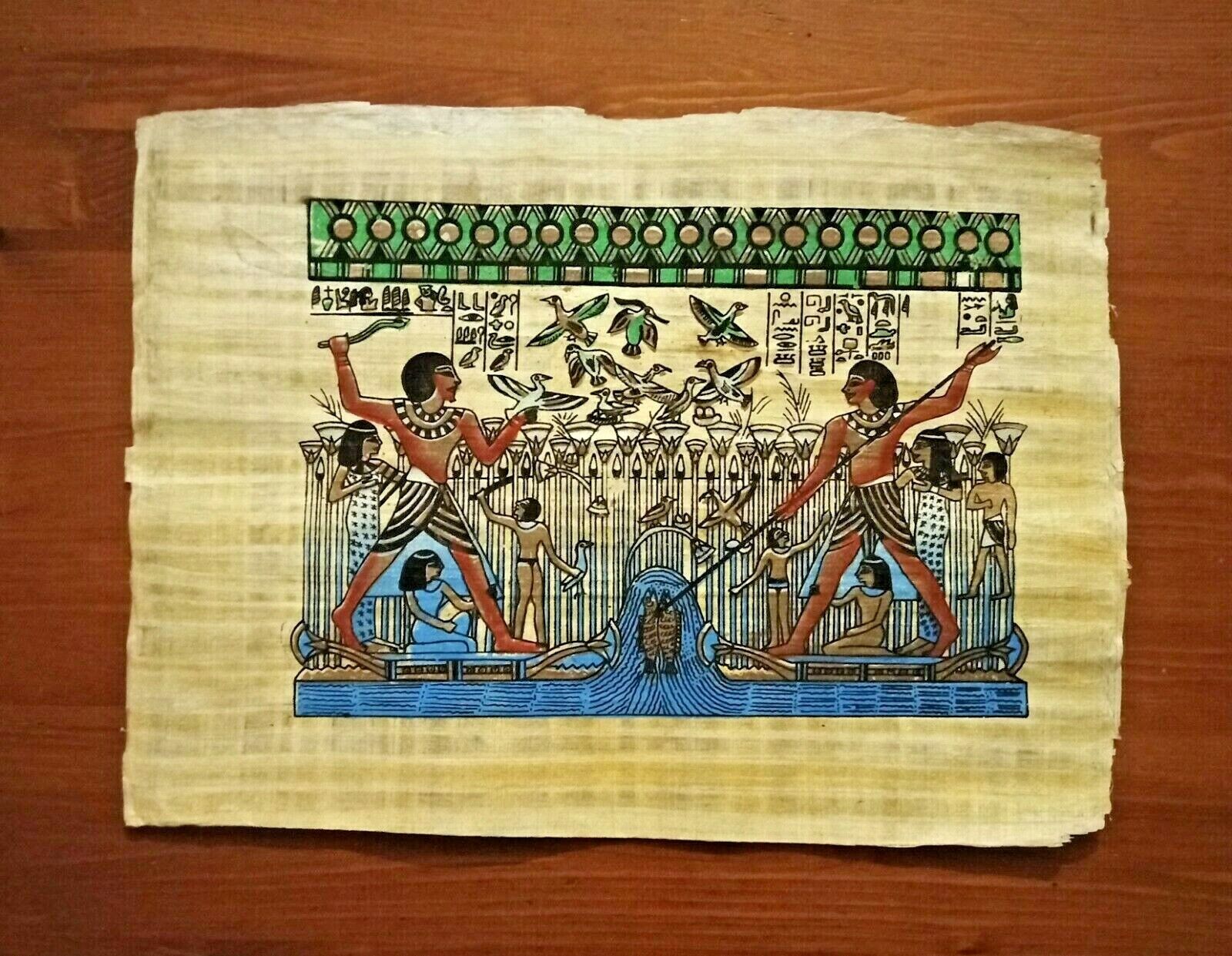Genuine Papyrus, Nebamun Hunting Quail & Fishing, Fine Hand Painted - (#020)