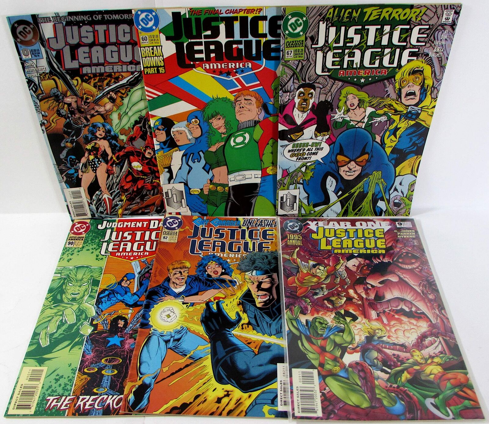 Justice League America Lot of 6 #0,60,67,90,82,9 DC (1992) 1st Print Comics