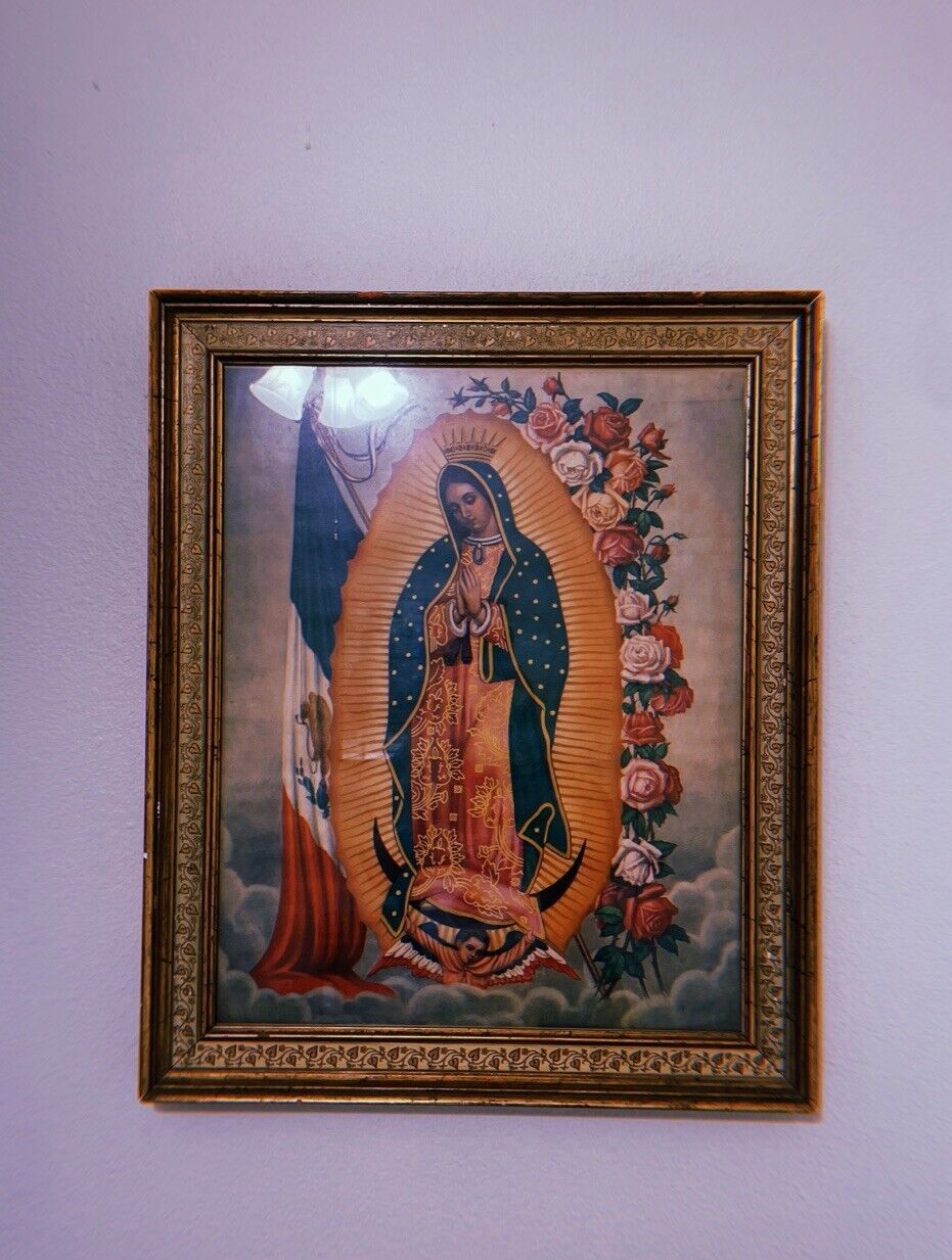 MCM / Vintage Art : Antique Mexico’s Our Lady Of Guadalupe Framed 70+Old...