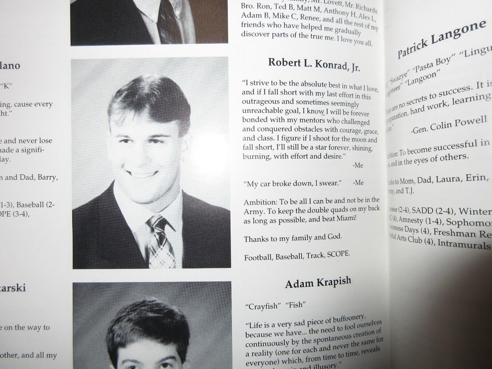 1995 ST JOHNS PREP High School Senior Yearbook,Rob Konrad,Dolphins,Syracuse
