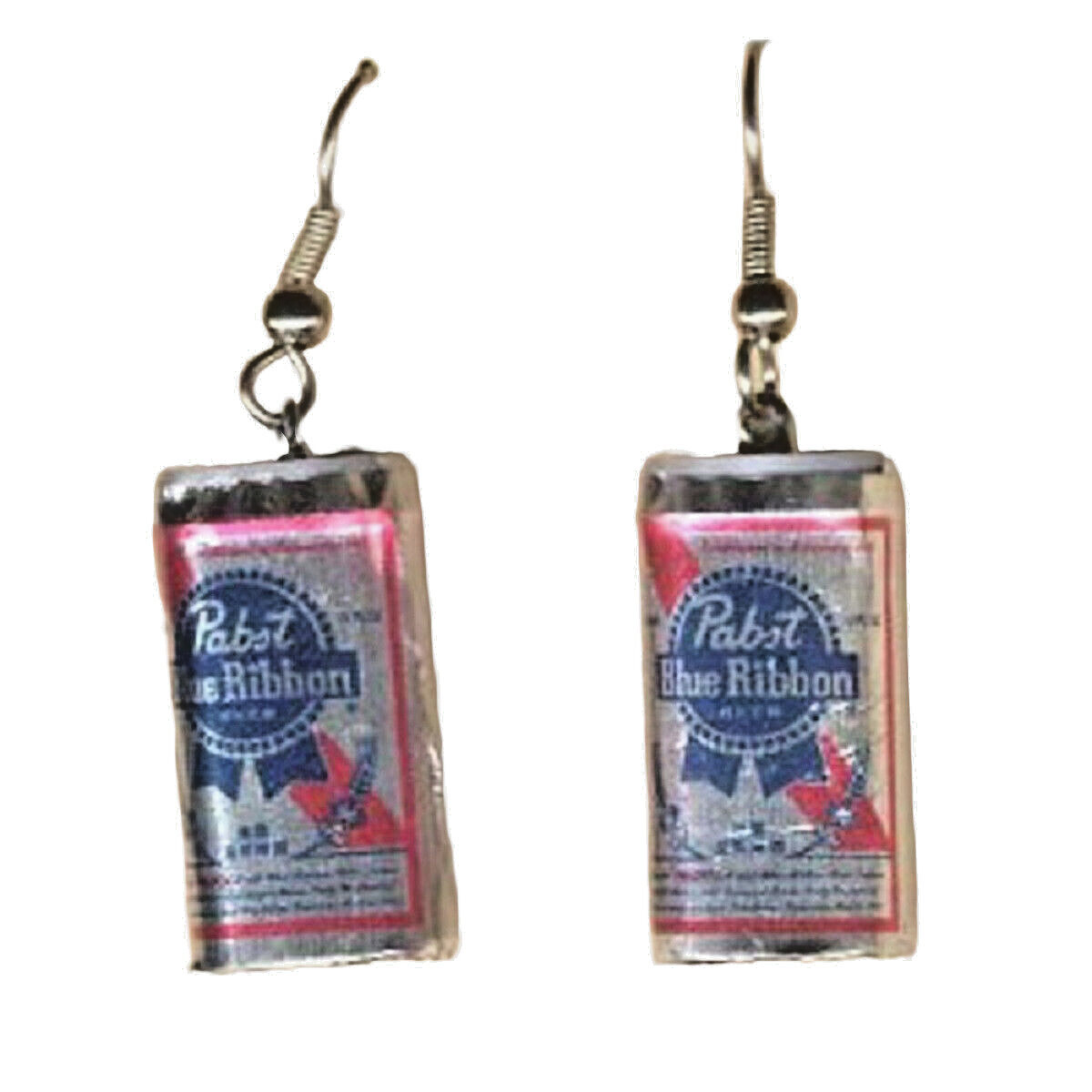 New Funky PABST BEER CANS EARRINGS Sport Bar Drink Brewery Party Costume Jewelry