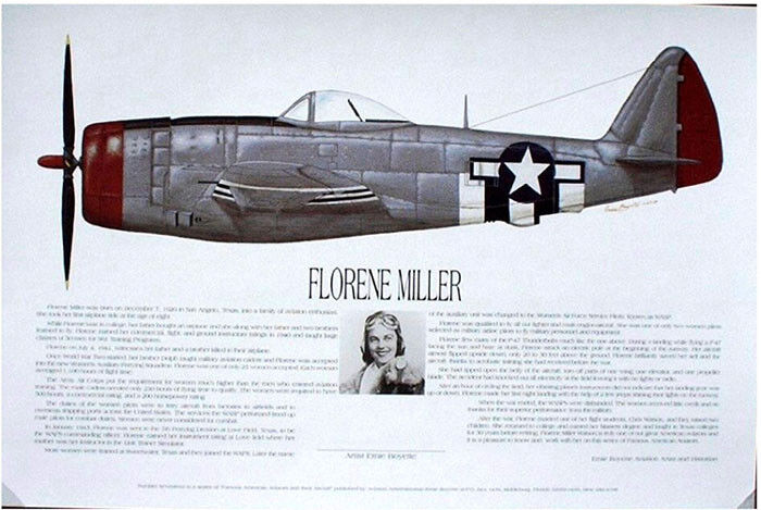 Aviation Art, P-47, WASP Print, Autographed by Florene Miller, Artist, E.Boyette