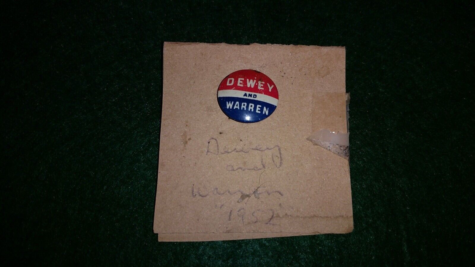 Campaign Button from 1948 Dewey and Warren Election