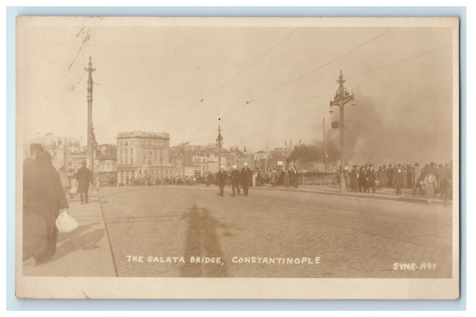 c1920's The Galata Bridge Constantinople Turkey RPPC Photo Vintage Postcard