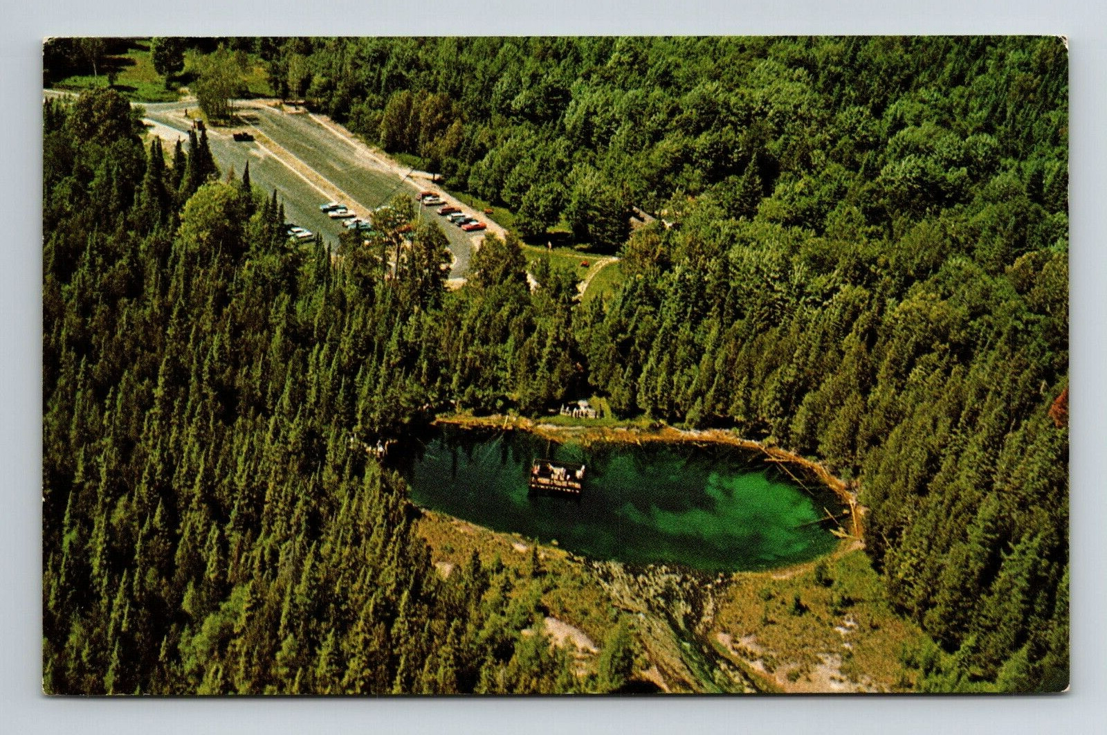 Manistique MI-Michigan, Kitchi-Ti-Ki-Pi, Aerial Scenic View, Vintage Postcard