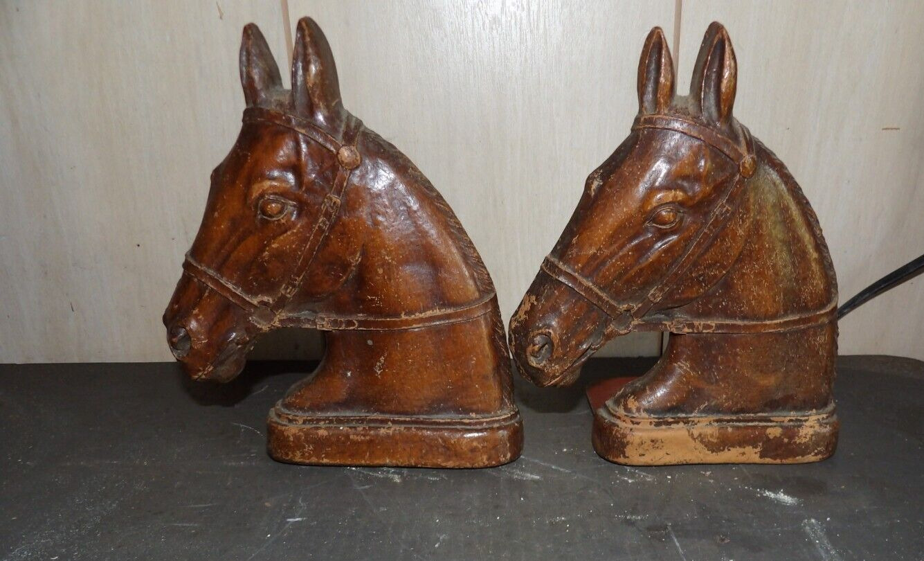 Vintage Syroco  Horse Head Pair Bookends New York