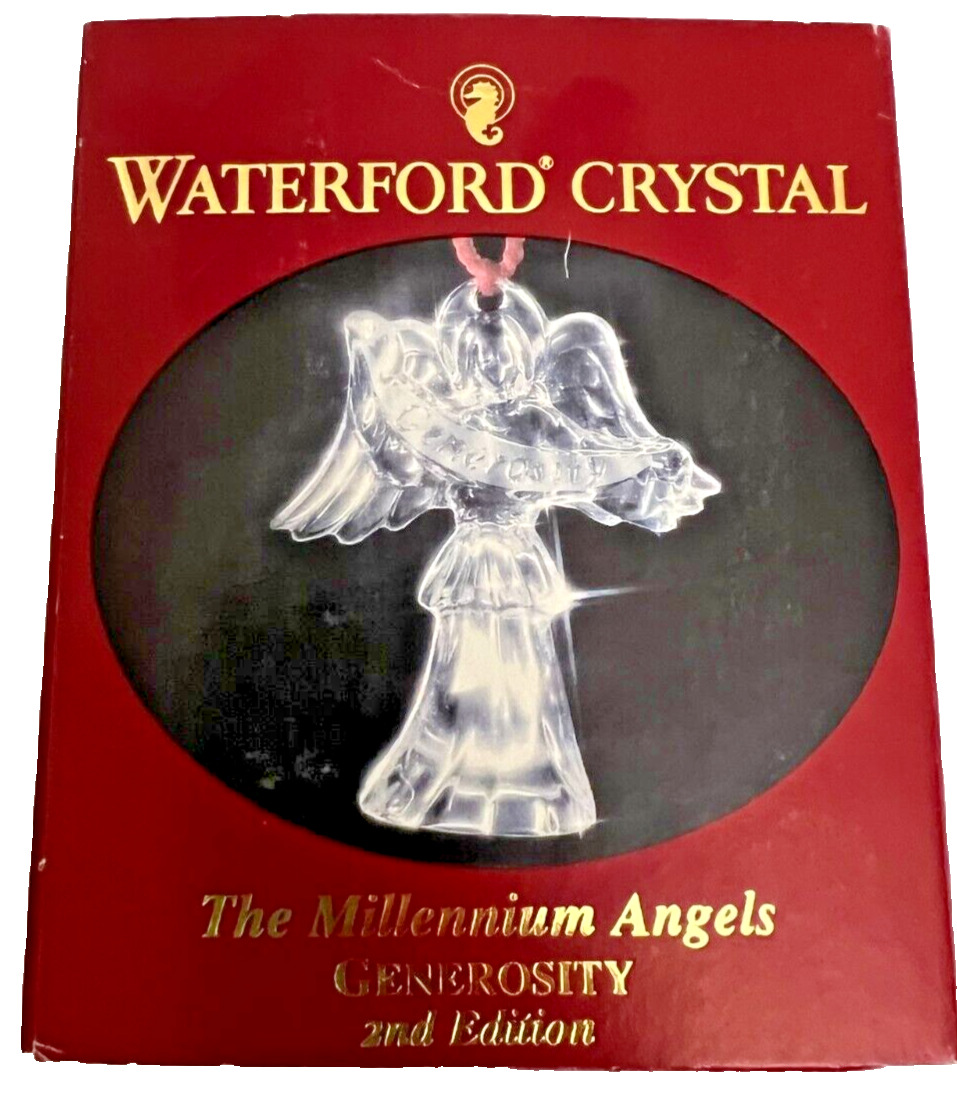 VTG Waterford Crystal The Millennium Angels “Generosity” Tree Ornament, In Box
