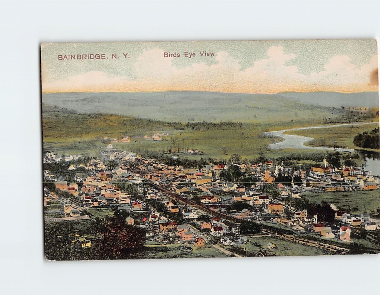 Postcard Birds Eye View of Bainbridge New York USA